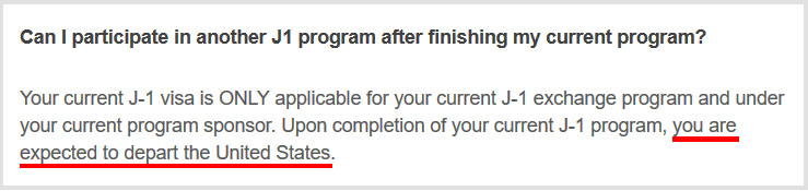 Départ des états-unis apres le visa J1 intern et trainee