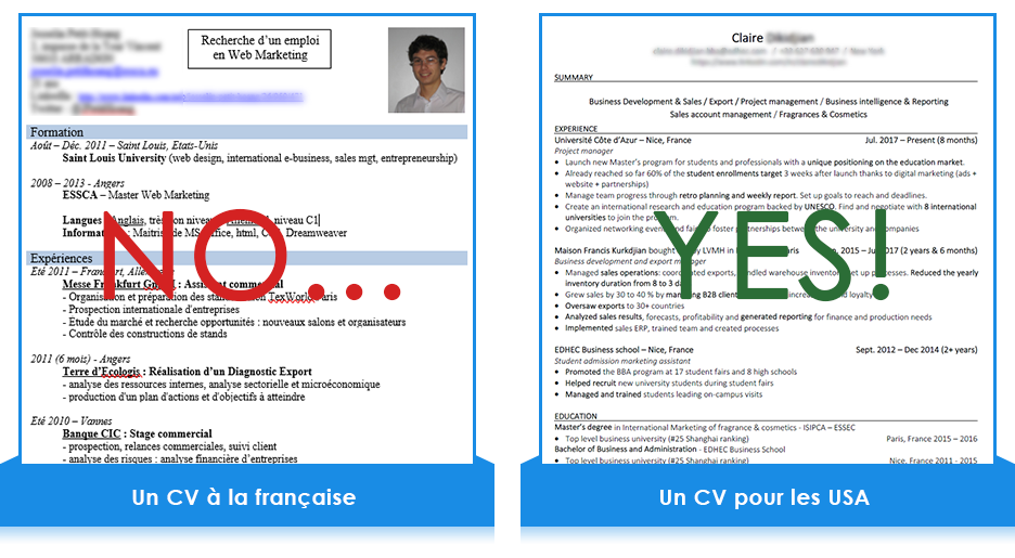 CV américain pour trouver un VIE aux USA